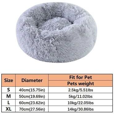 Inspired Finds Plush Faux Fur Donut Pet Bed For Cats And Small Dogs gray m
