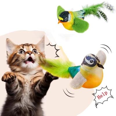 Uplift Treasures Interactive Plush Bird Sound Cat Toy With Catnip c