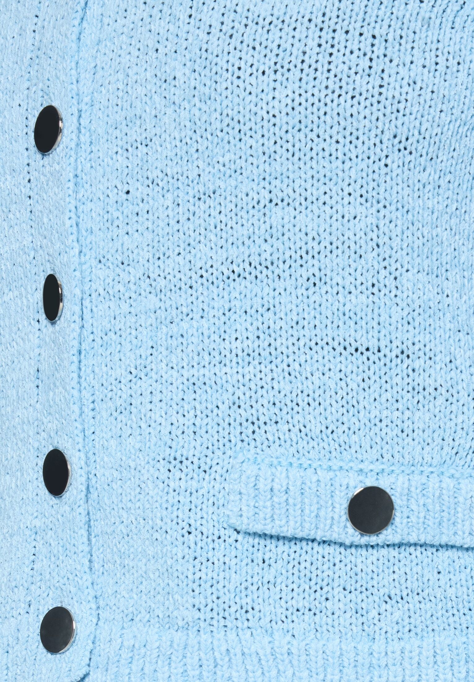 Cardigan BETTY BARCLAY "Strick-Cardigan mit aufgesetzten Taschen", Damen, Gr. 48, blau (powder blau), Obermaterial: 65% Polyacryl PAN. 35% Polyamid PA., Strickjacken Cardigan