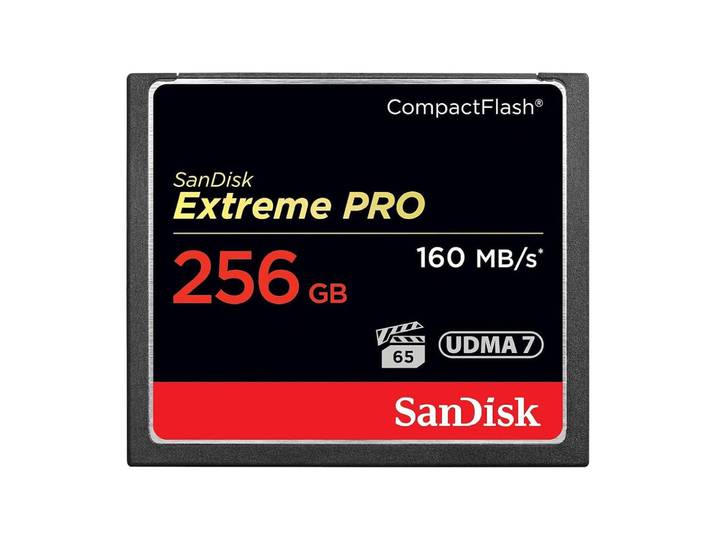 SanDisk CF Extreme Pro 256GB 160MB/sec Compact Flash kaart Zwart