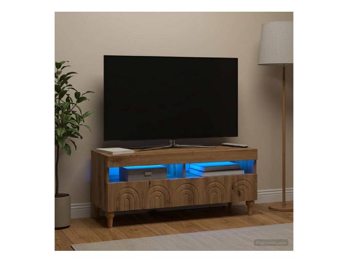 furnicato TV-Schrank LED 100 x 35 x 43 cm Artisan-Eiche (1-St) Atmosphärisches Lowboard mit LED-Leuchten und USB-Anschluss