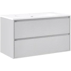 WASCHBECKENUNTERSCHRANK wandmontiertk mit Waschbecken Grau Bahia