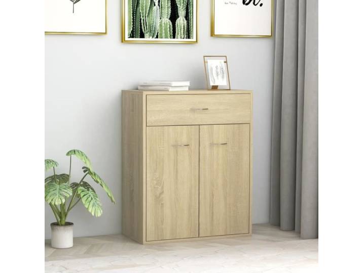 Buffet Chêne sonoma - Aggloméré - 60x30x75 cm - 2 portes et un tiroir