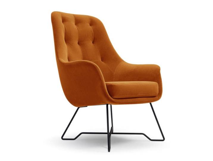 Sepro Meble Sessel Rotschwarz Enzo Gepolstert Mit Gepolstertem Rücken, Orange, 72.5x101.5x83 cm, Wohnzimmer, Sessel, Polstersessel