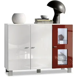 SIDEBOARD Denjo Tür in Bordeaux Hochglanz
