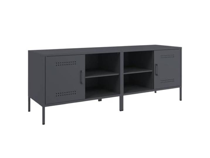 hliofuir 2er Set TV-Schrank Anthrazit 68x39x50,5cm Stahl Fernsehtisch Stabile TV-Lowboards aus Stahl im Industrie-Design mit Tür und Ablagen für Wohnzimmer und Schlafzimmer.