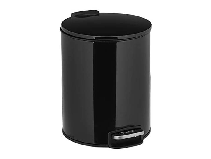 Relaxdays Poubelle de Salle de Bain\, 5 L\, Seau intérieur Amovible\, métal\, Poubelle à pédale\, Noire