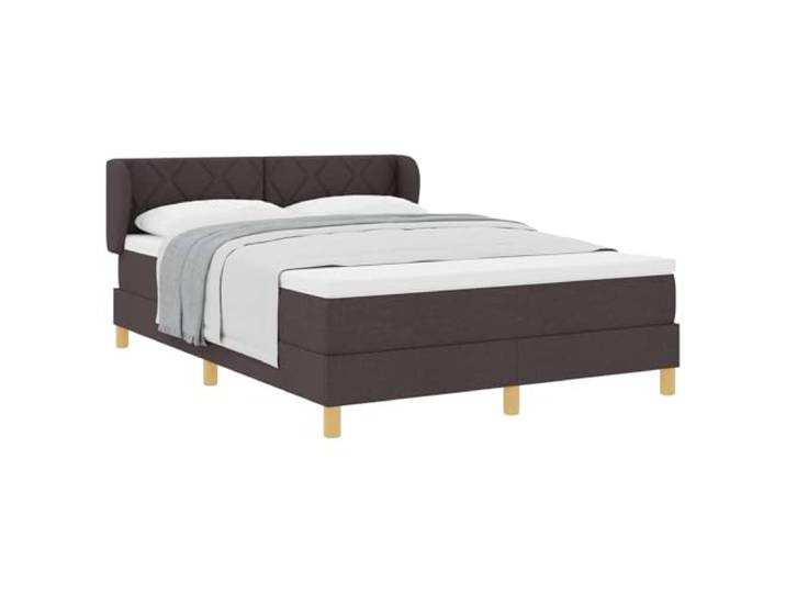 KTHLBRH Boxspringbett mit Kopfteil dunkelbraun 160 x 200 cm Stoff Minimalistisches Design, verstellbares Kopfteil, Taschenfedern, Kiefernholz, Pfostenbeine