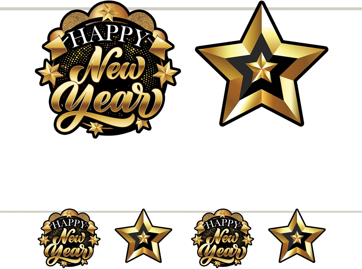 Guirca Happy New Year Slinger Zwart/Goud 3m