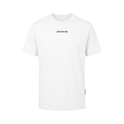 T-Shirt KLEINIGKEIT "Kleinigkeit Görls Easyfit Shört Auf Die 1", Damen, Gr. S, weiß, 100% Baumwolle, bedruckt, normal, Rundhals, Shirts T-Shirt