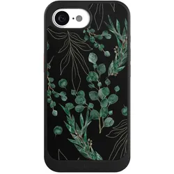Nivocase Hülle für Apple iPhone 16e Handyhülle NIVOcore Case Schwarz Blätter Natur Eukalyptus (Apple iPhone 16e), Smartphone Hülle, Schwarz, Grün