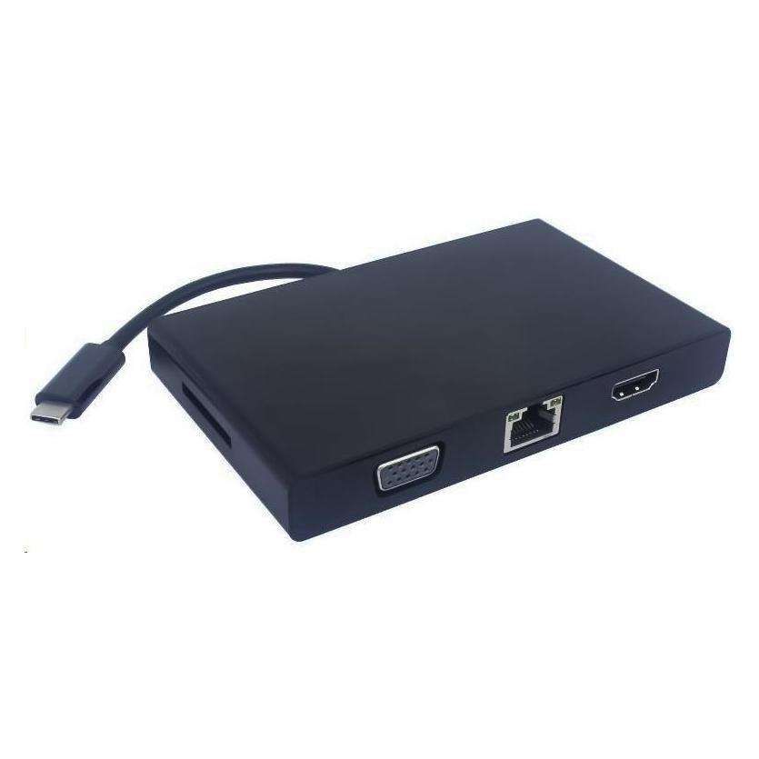 PremiumCord Převodník USB3.1 na RJ45, HDMI, VGA, USB3.0, SD,audio,PD charge (USB-C) (ku31dock01)