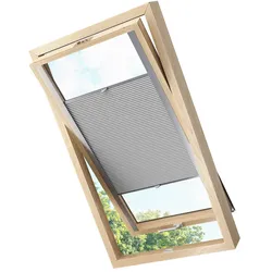 KS Handel 24 Dachfensterplissee Faltrollo Thermo verdunkelnd passend für Fakro 66x98 Hellgrau