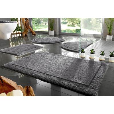 Badematte OTTO HOME "Kapra, Badvorleger, Badezimmer Teppich" Gr. 4, grau, H:14mm, Baumwolle, Badematten, Badematte, mit Bordüre, Badteppich, Badematte, Baumwolle
