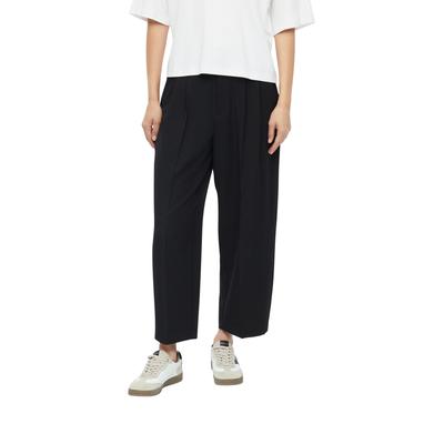 Bundfaltenhose S.OLIVER, Damen, Gr. 42, N-Gr, schwarz, Twill, Obermaterial: 75% Polyester, 21% Viskose, 4% Elasthan, bequem knöchellang, Hosen, Hohe Leibhöhe, Barrel Beinform, knöchellang