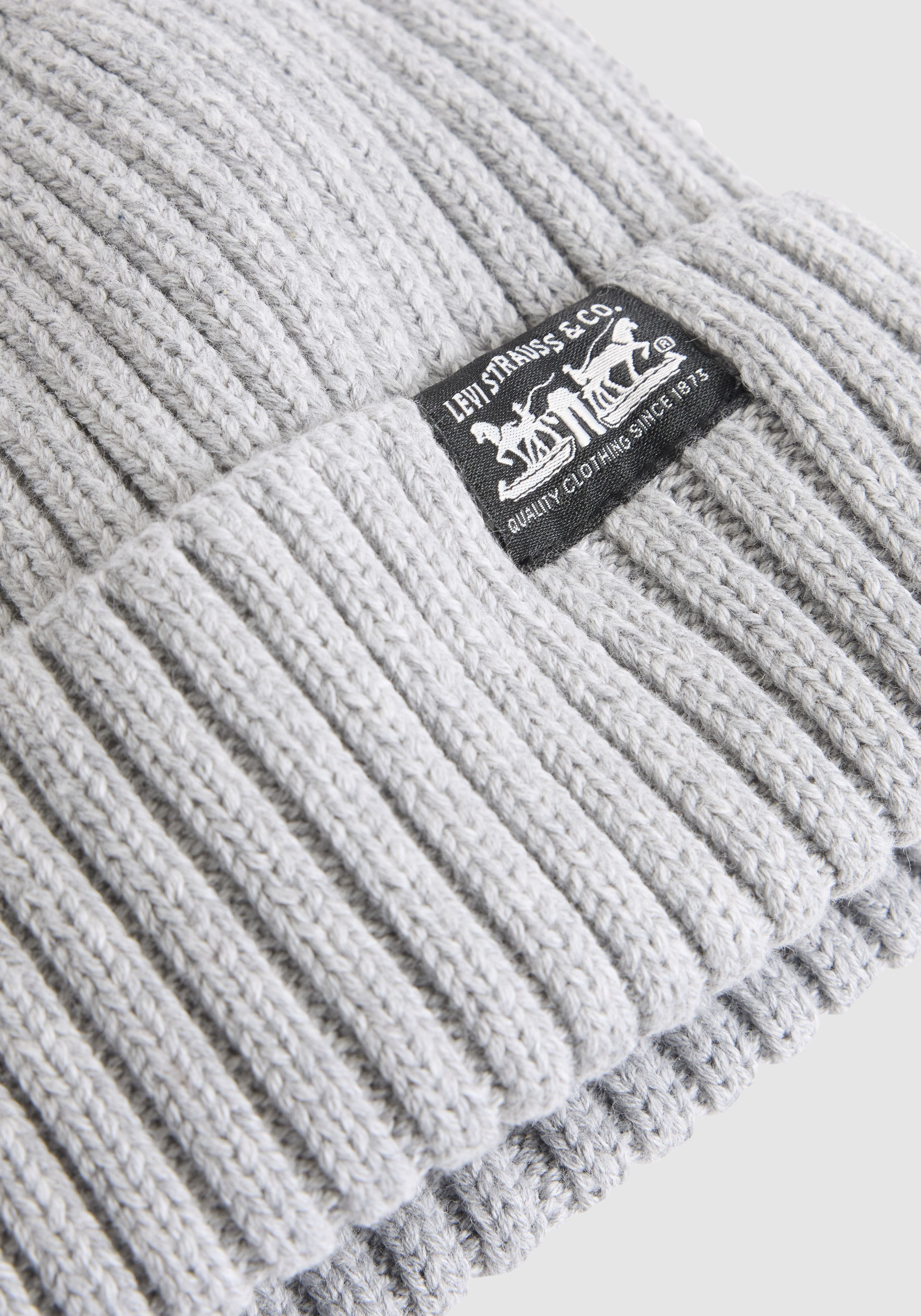 Strickmütze LEVI'S "SUNSET BEANIE", grau (morning fog heather), Baumwolle, Mützen Strickmütze morning fog heather Einheitsgröße