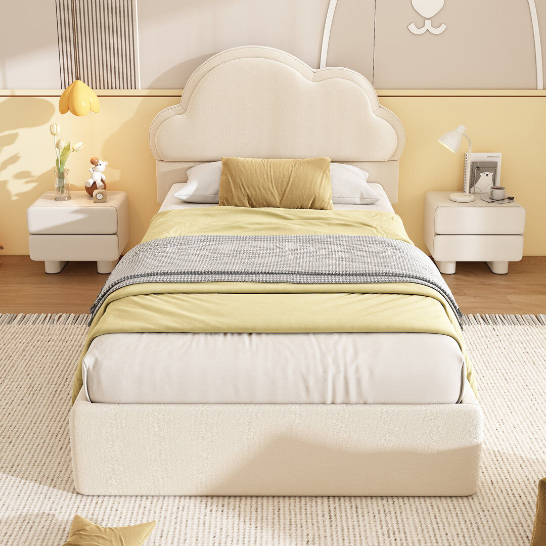 Latitude Run Metal Ottoman Storage Bed Beige Single (3')