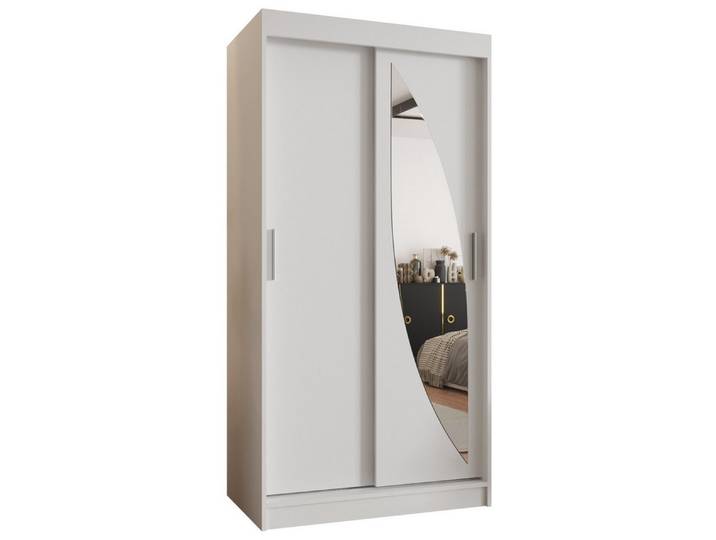 ABIKS MÖBEL Schwebetürenschrank MILO Schlafzimmerschrank, mit Spiegel, Kleiderstange und Regalen