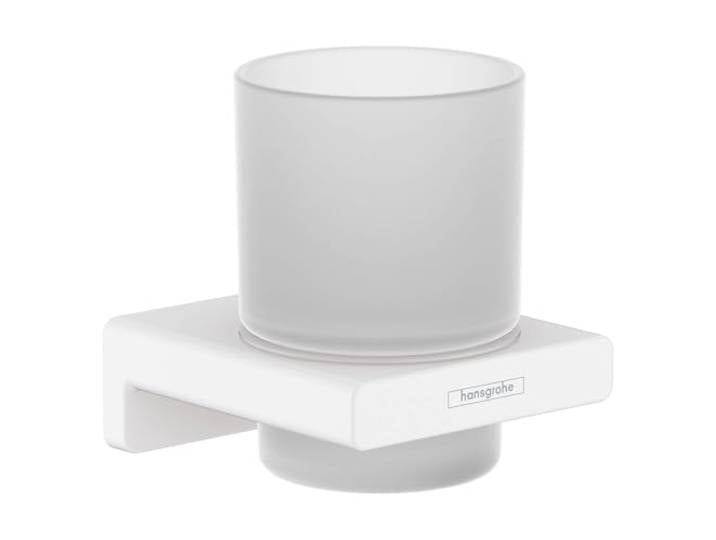 hansgrohe AddStoris - Porte-brosse à dents\, Porte-brosse à dents pour montage mural\, Support de brosse à dents\, Gobelet à brosse à dents\, Accessoires de salle de bains\, Blanc mat\, 41749700