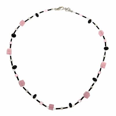 Collierkettchen DEMARIE "Edelstahl Onyx Acryl Kristall", bunt (mehrfarbig), Halsketten, Damen, 45cm, Edelstahl, L: 45, glänzend