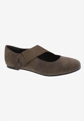 Wide Width Women's Danish Flat by Ros Hommerson in Brown Distressed (Size 6 W)