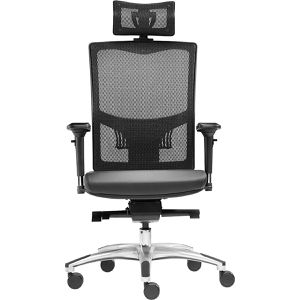 SITWELL-STEIFENSAND Bürostuhl Liberty L, schwarz, Kunstleder/Netz, mit Kopfstütze, belastbar bis 125 kg