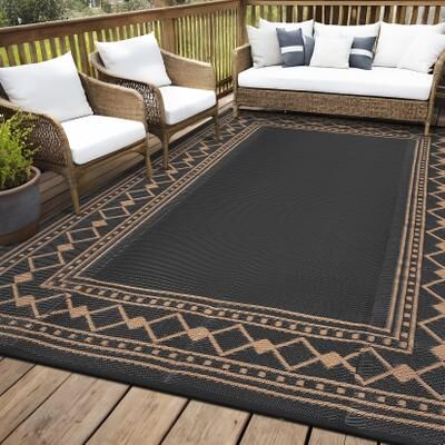 Garvee Waterproof Reversible Outdoor Rug – Durable Plastic Straw, UV & Fade Resistant, Lightweight, Easy to Clean