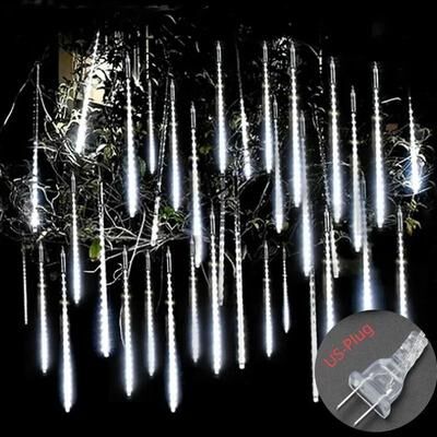 Uplift Essentials Solar Meteor Shower Rain Lights For Garden And Holiday Decoration 50 Cm (19.7 In) 8 tube us Plug white