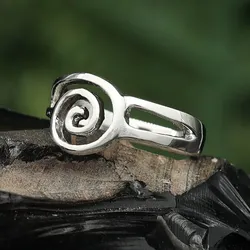 Drachensilber Spirale Ring Schmuck hochwertiges 925 Silber feiner Silbering 56 - Silber