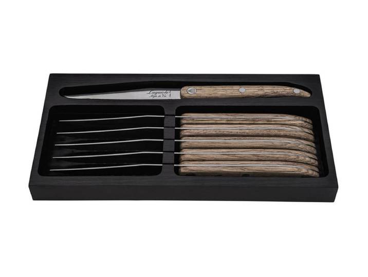 Laguiole Style de Vie Steakmesser Eichenholz mit gezackten Klingen