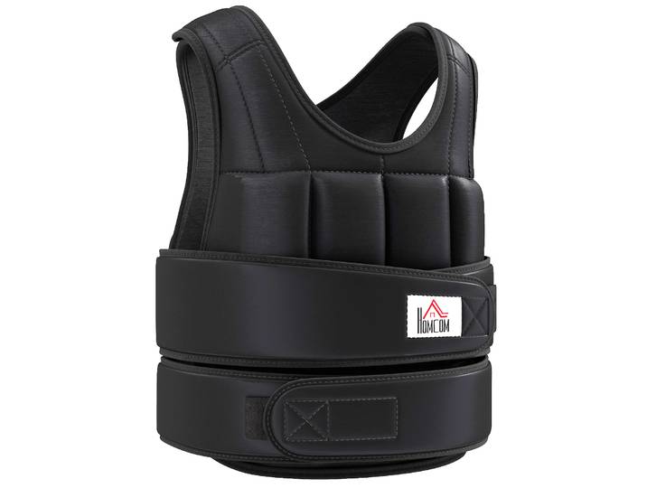 HOMCOM Gewichtsvest 10 kg, verstelbaar trainingsvest met uitneembare gewichten, zwart