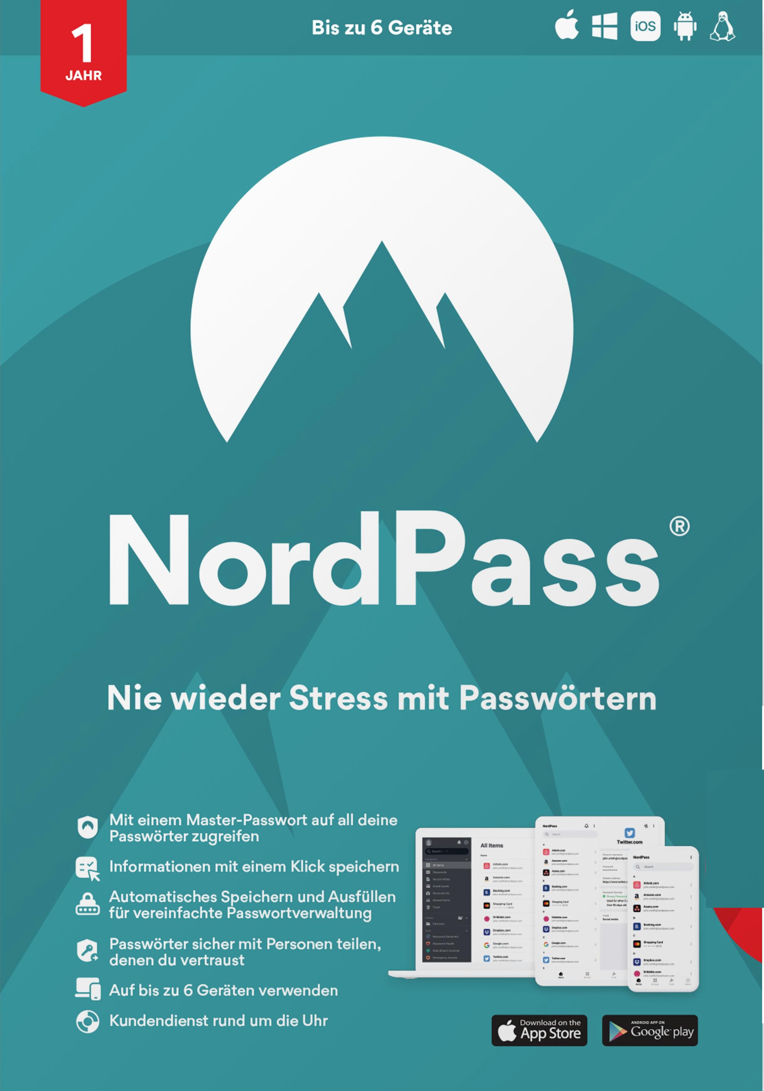 NordPass | 6 Geräte | 1 Jahr | Download & Produktschlüssel