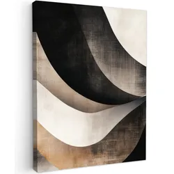 LEINWANDBILD Abstrakt - Wellen - Schwarz - Verwittert Wandbild Wohnzimmer 60x80 cm