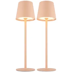 2er Set Außenleuchte Tischlampe Beistellleuchte LED Touch Dimmer Akku USB pfirsichfarben, 10,6 x 36 cm, Balkon Veranda Terrasse