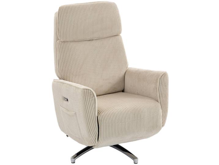 Homcom Relaxsessel Polyester Cremeweiß, Metall, Füllung: Taschenfederkern, einzeln stellbar, 76x114x87 cm, Wohnzimmer, Sessel, Relaxsessel