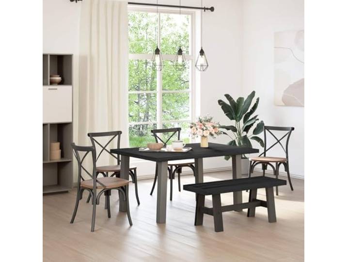 KFPOERTFGD Massivholz Esszimmerbank NOAIN 120 x 41 x 45 cm Kiefernholz Sitzbank für Essbereich Flur Schwarz