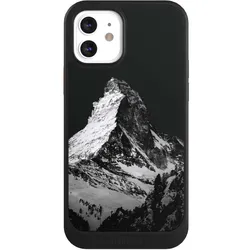 Nivocase Hülle für Apple iPhone 12 Handyhülle NIVOcore Case Schwarz Alpspitze Berg Schnee (Apple iPhone 12), Smartphone Hülle, Schwarz