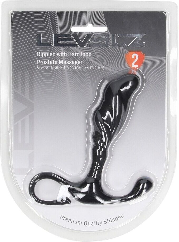 Levelz Masseur prostatique en silicone avec boucle dure ondulée - M - Noir