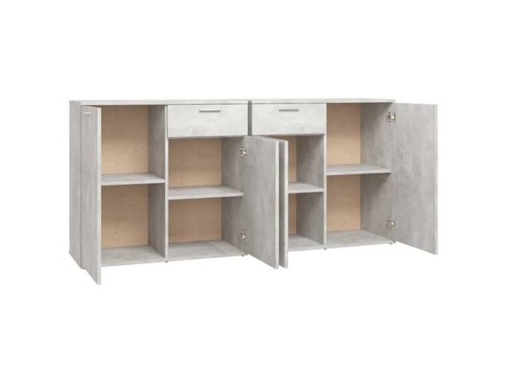 Buffet bas - VINGVO - Modèle YIN3074931 - Gris béton - 4 portes - 2 tiroirs - 160x36x75 cm