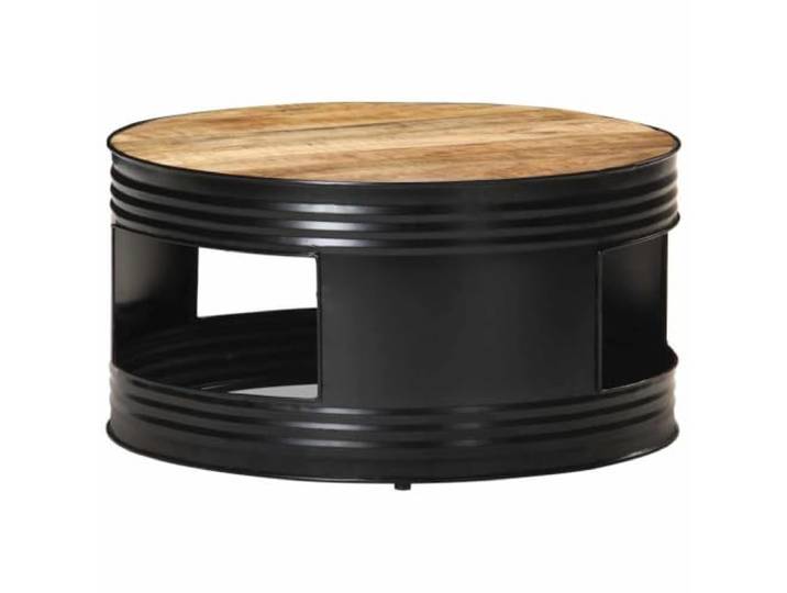 TEKGHUT Couchtisch Schwarz 68x68x36 cm aus Raues Mango-Massivholz Raues Mangoholz, pulverbeschichtetes Eisengestell, Stauraum unter Tischplatte, klassische Präsenz, Unikat