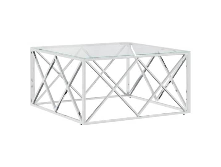Couchtisch 80x80x40cm Edelstahl Glas Minimalistisches Design, Glasplatte, Edelstahlrahmen, Wohnzimmer Flur Badezimmer, leicht zu reinigen