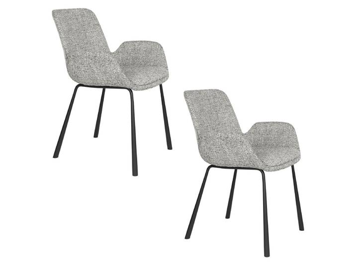 Lot de 2 chaises Brit en tissu avec accoudoirs