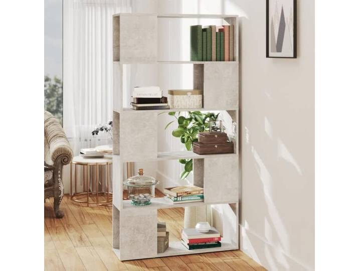SALE 2026  Armoire étagère magazine Gris - Bibliothèque de séparation Gris béton 80x24x155cm PRO284076448