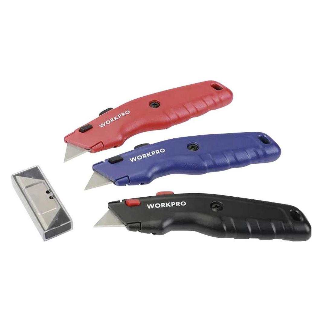 Workpro WP200005WE Universalmesserset, 3-teilig mit 3 zusätzlichen Kling (Cutter) (WP200005WE)