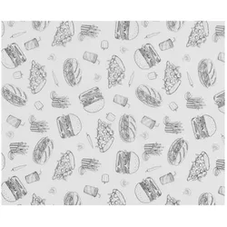 Hendi Einschlagpapier, fettdicht,, Fastfood-Muster, 500 Stk., 200x250mm, Lebensmittelverpackung, Mehrfarbig