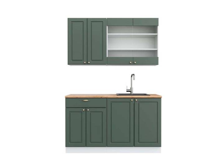 Cuisine Fame-Line 140cm PT Chêne Vert Or Campagne/Blanc Vicco 42268