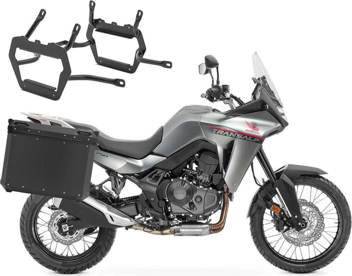 Alu-Koffer+ Kofferträger für Honda Transalp XL 750 23-25 QP48 schwarz