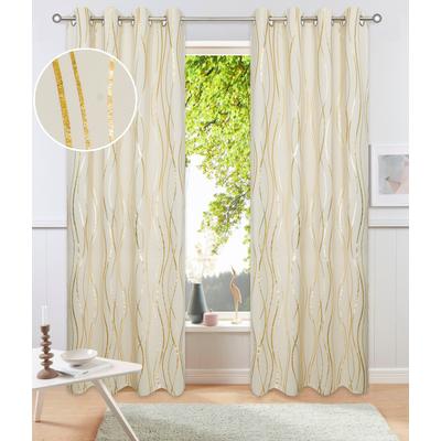 Vorhang OTTO HOME "Prag" Gr. 2, beige (vanille), B:130cm H:175cm, Polyester, Gardinen, Verdunkelungsvorhang, Foliendruck mit Wellen, democratichome Edition