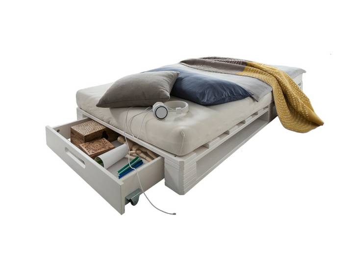 Wohnglücklich Palettenbett Mia (Massivholzbett, schlicht, platzsparend, robust)