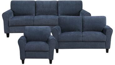 Fremont & Park Diboli Chenille 3-Piece Living Room Set - Wood Finish Exposed Feet